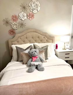Beige Full Size Bed Frame Only