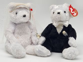 Ty Beanie Babies "Bride" and "Groom" Bear Set