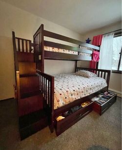 Twin over Full Bunk Bed/loft bed with Stairs and Drawers