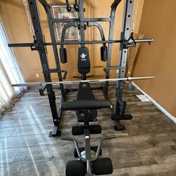 Vesta Fitness Smith Machine 1001 w/Bench Attachment | 245lb Cast Iron Olympic Weights | 7ft Olympic Bar | Fitness | Gym Equipment | FREE DELIVERY 🚚 