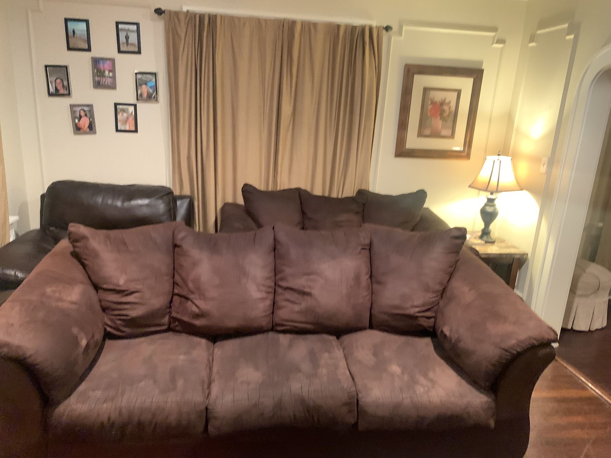 Brown Suede Sofa, And Loveseat!