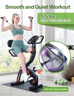 Foldable Exercise Bike Stationary Bike, Sportneer 4 in 1 Indoor Cycling Bike with 16 Level Magnetic Resistance Training Bike with Arm Resistance Band 