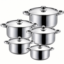 [NEW] Cheap Thin-Bottom Stainless Steel Pots - Set of 5