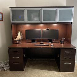 Desk With Overhead Storage and Locking Drawers