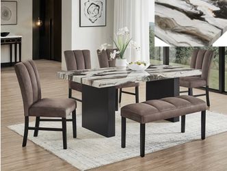 Vega Faux Marble Dining Set 😎🚛🤓📍🔥