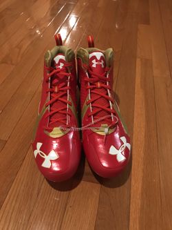 Under Armour Red and Gold Football Cleats