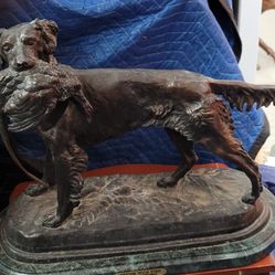 Extra Large Solid Bronze Statue & Marble Base. Fits Top Of End Table. Artist Signature in the Bronze. Artist Plaque.  Elegant & Heavy.