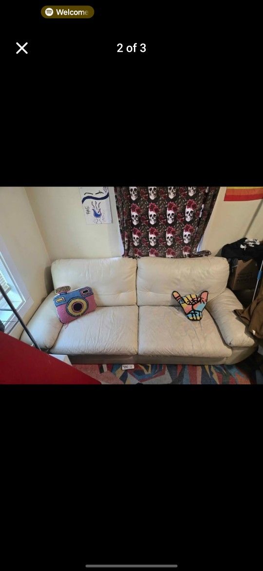 White Leather Couch 