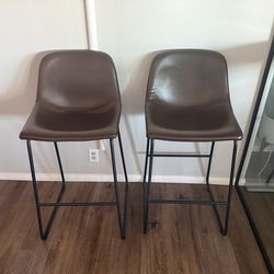 Chairs - 2 Leather Bar Stools + Office Chair