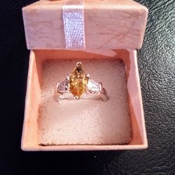 Yellow Citrine Sterling Silver Ring 