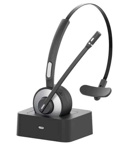 Bluetooth Wireless Headset with Microphone (Noise Cancelling), Single Ear Trucker Headset with Mute Function Clear Sound for Cell Phones PC Laptop