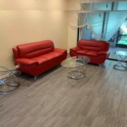 Red Sofa And Loveseat