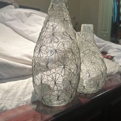 Wire Wrapped Bottles W Flowers 
