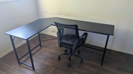 L-Shape Desk & Office Chair Bundle