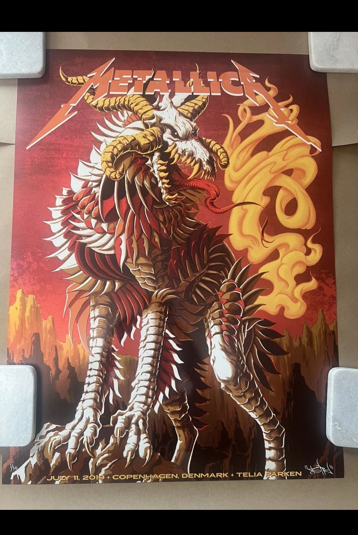 2019 Metallica Copenhagen Tour Poster Rainbow Foil AP Bioworks Signed & # 1/30