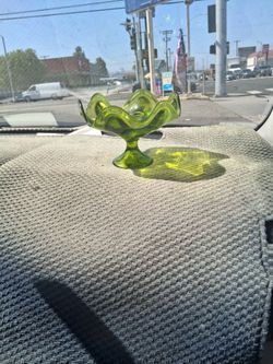 Green Glass Footed Candy Dish