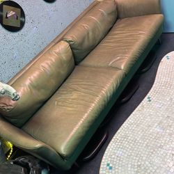 Green Leather Couch West Elm 