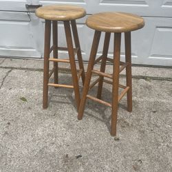 Solid Oak Swivel Stools 
