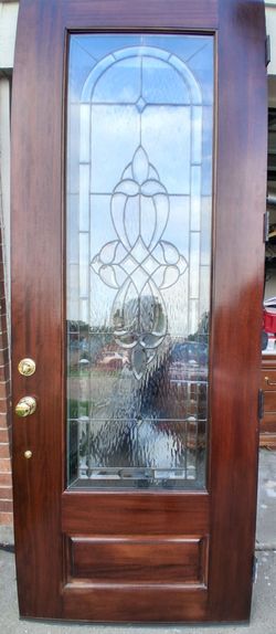 96"×36"×2" mahogany lead glass left swing door