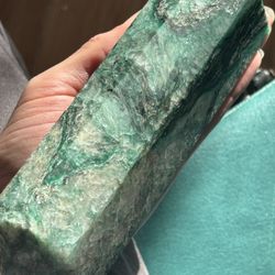 Large Emerald Gemstone In Quartz Matrix Carved Tower 