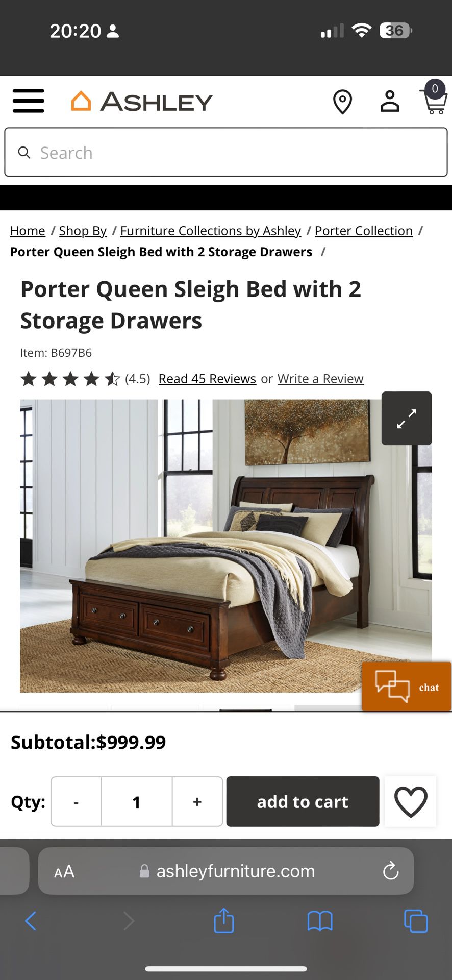 Brown Queen Bed