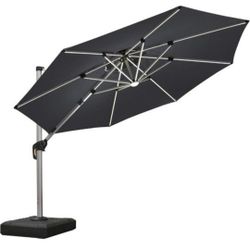 10ft Solar Powered LED Patio Umbrella PURPLE LEAF 