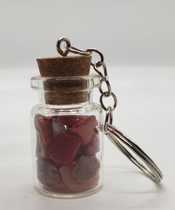 Natural Mixed Pink & Red Gemstone filled Bottle Keychain