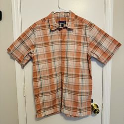 Patagonia Shirt Adult Medium Orange Plaid Short Sleeve M