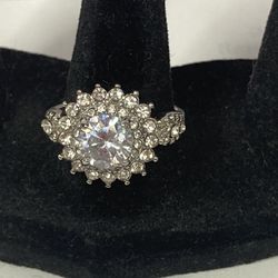 Silver Plated Starburst Ring, Size 9