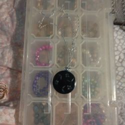 925 silver chain with black etched pendant