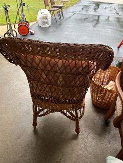 Wicker chair with cushion