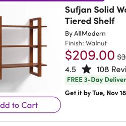 Shelf, solid wood floating