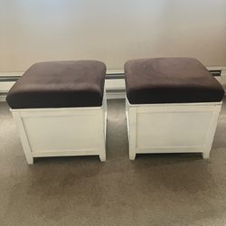 Set of 2 Ottomans with Storage