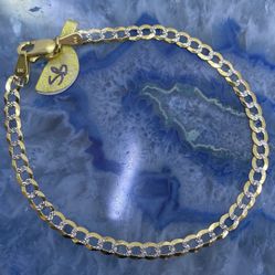 $400 Two Tone Yellow And White Gold Cuban Bracelet