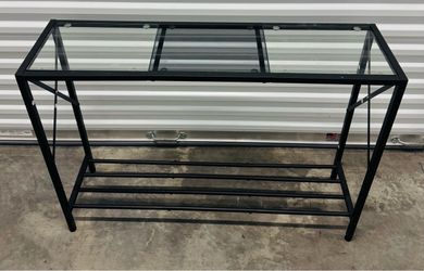 Glass top w/ metal frame Side Console Plant Table - $25 New