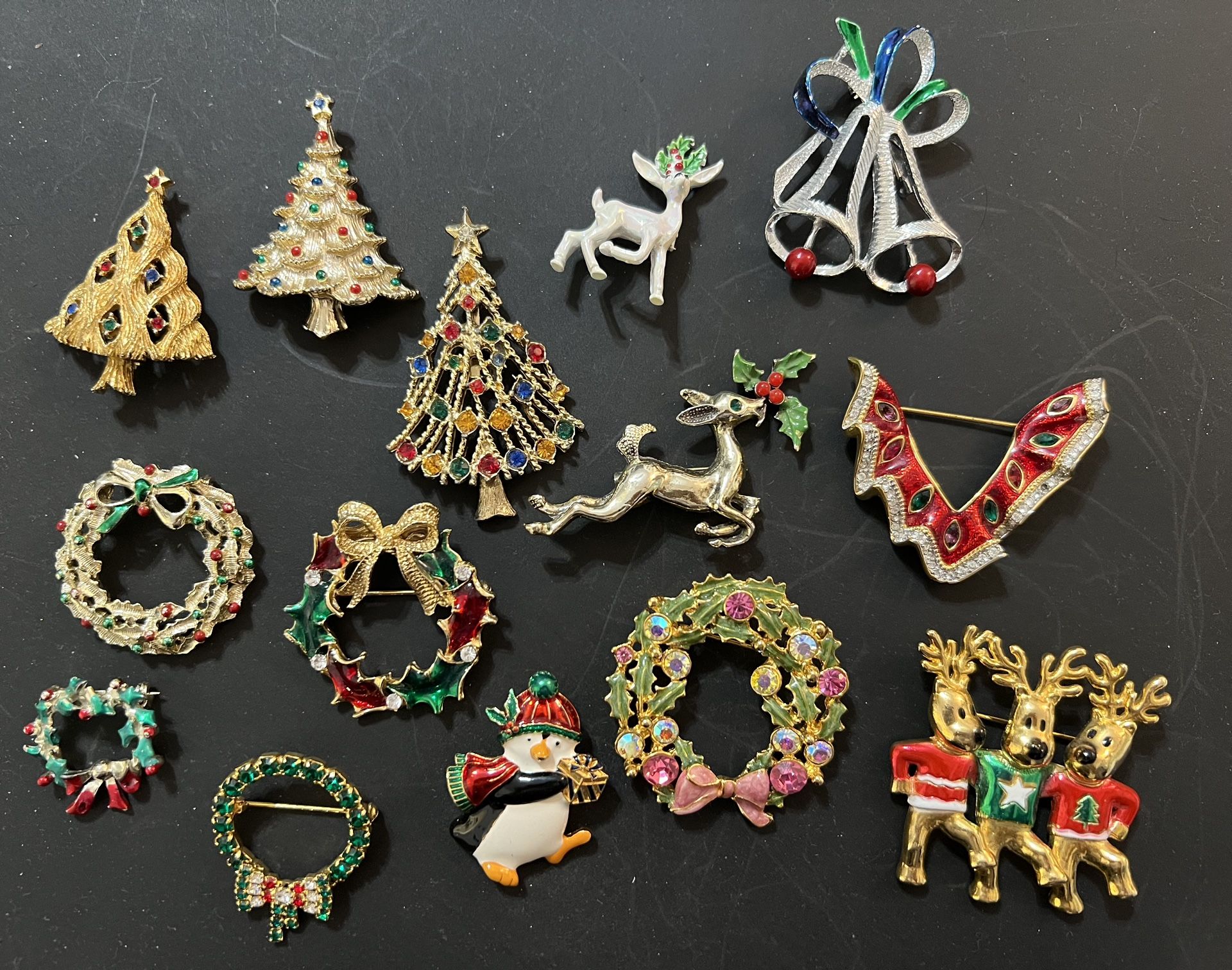 Vintage Christmas Jewelry Lot 13pcs. Marked & Not