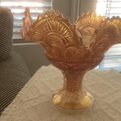 Antique Glass Bowl And Pedestal 