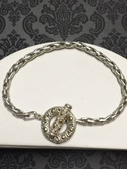 Silver with Gold elements Bracelet 8"