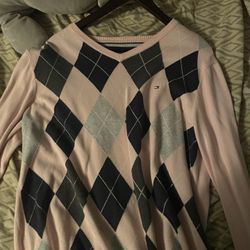 Tommy Hilfiger pink argyle sweater
