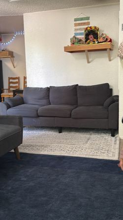 Gray Fabric 3-Seat Sofa