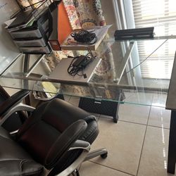 Glass Top Computer Table