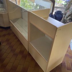 2 Glass Showcases 48”Lx17.5”Wx38”H- 24”Lx17.5”Wx38”H