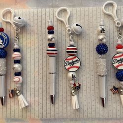Dodgers Pen And Jingle Bell Keychain/Purse Charm Set