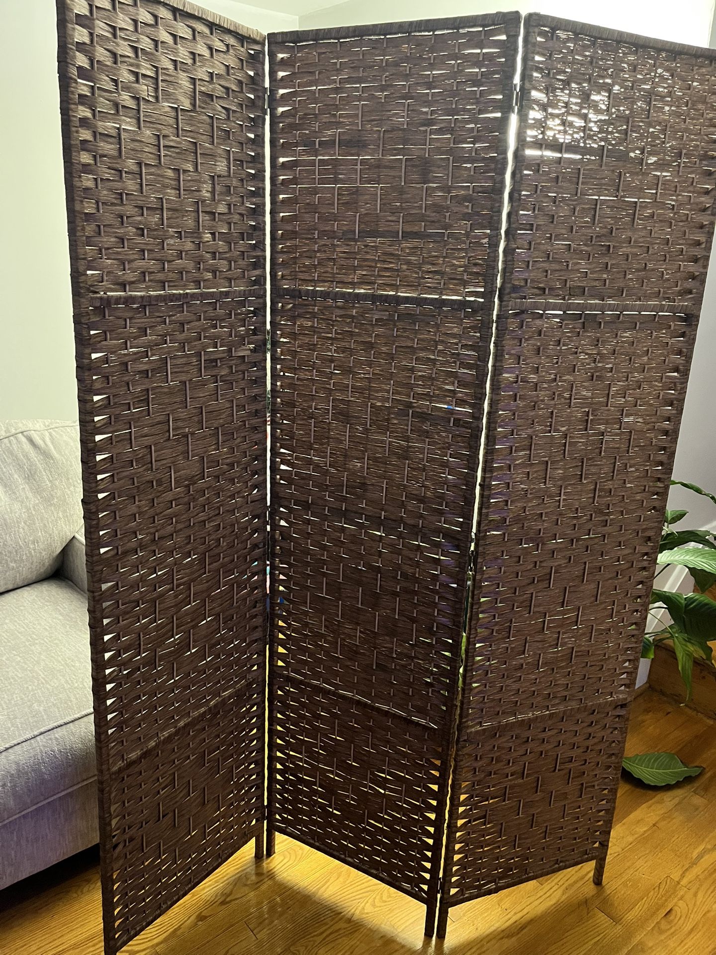 3 panel wicker room divider