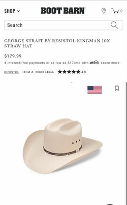 Resistol Kingman Straw Hat 10X Sombrero