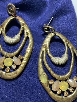 Rhinestone Golden Earrings Artisanal