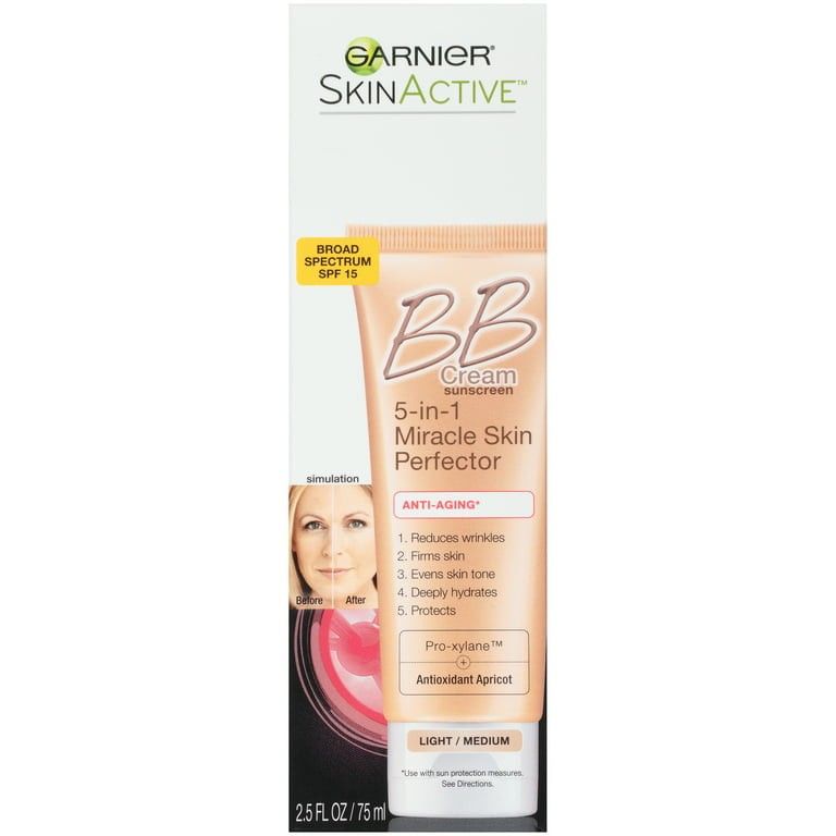 Garnier SkinActive Light/Medium BB Cream Sunscreen Broad Spectrum,SPF 15, 2.5 fl