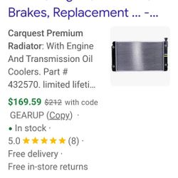 Chevy Truck Radiator  New In Box  1988 To 2000