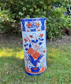 Asian umbrella stand - white/blue/orange