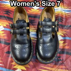 Doc Martens 12916 Mary Jane Black Leather Shoes Double Buckle US Women’s Size 7